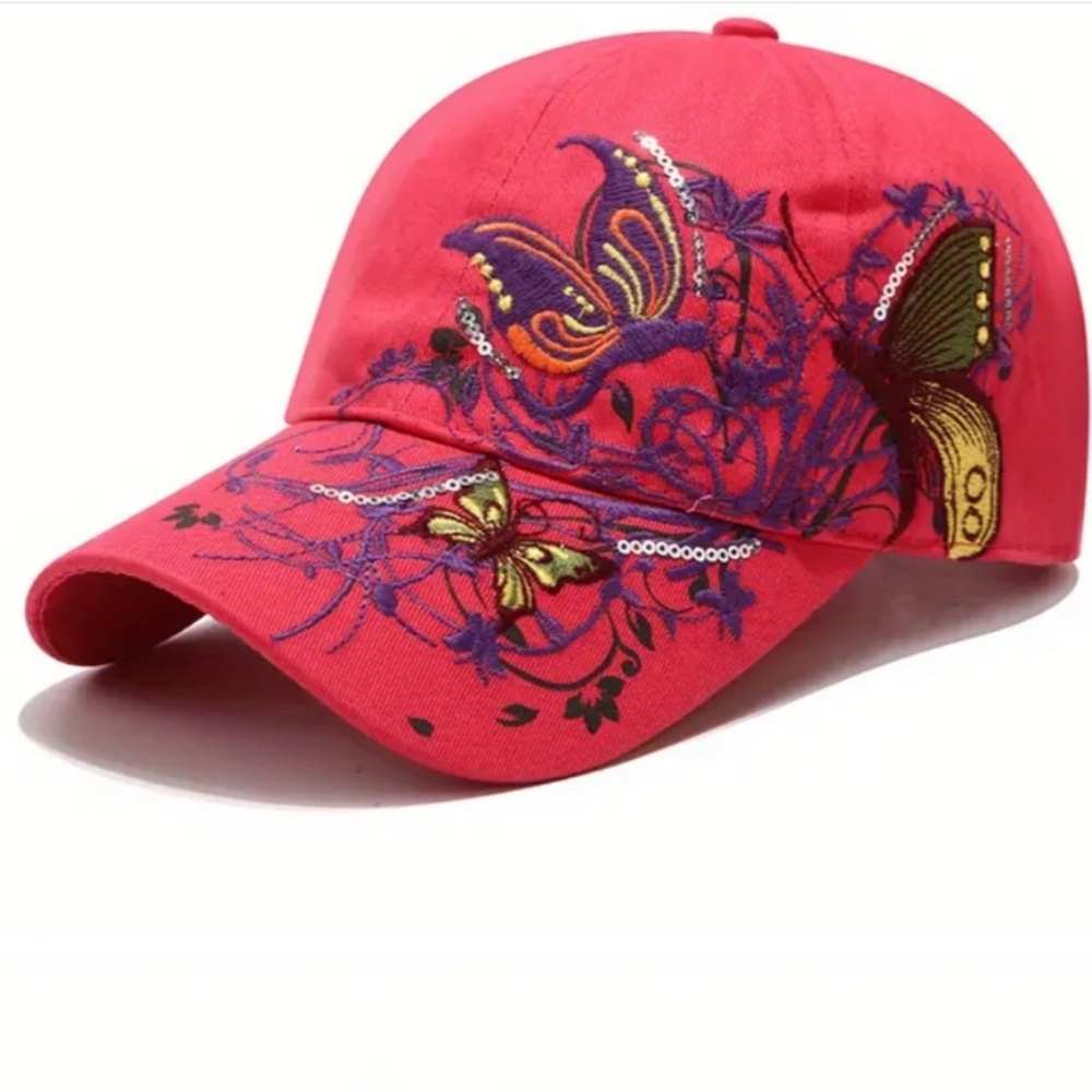 Y2K Butterfly Embroidered Flower Baseball Cap